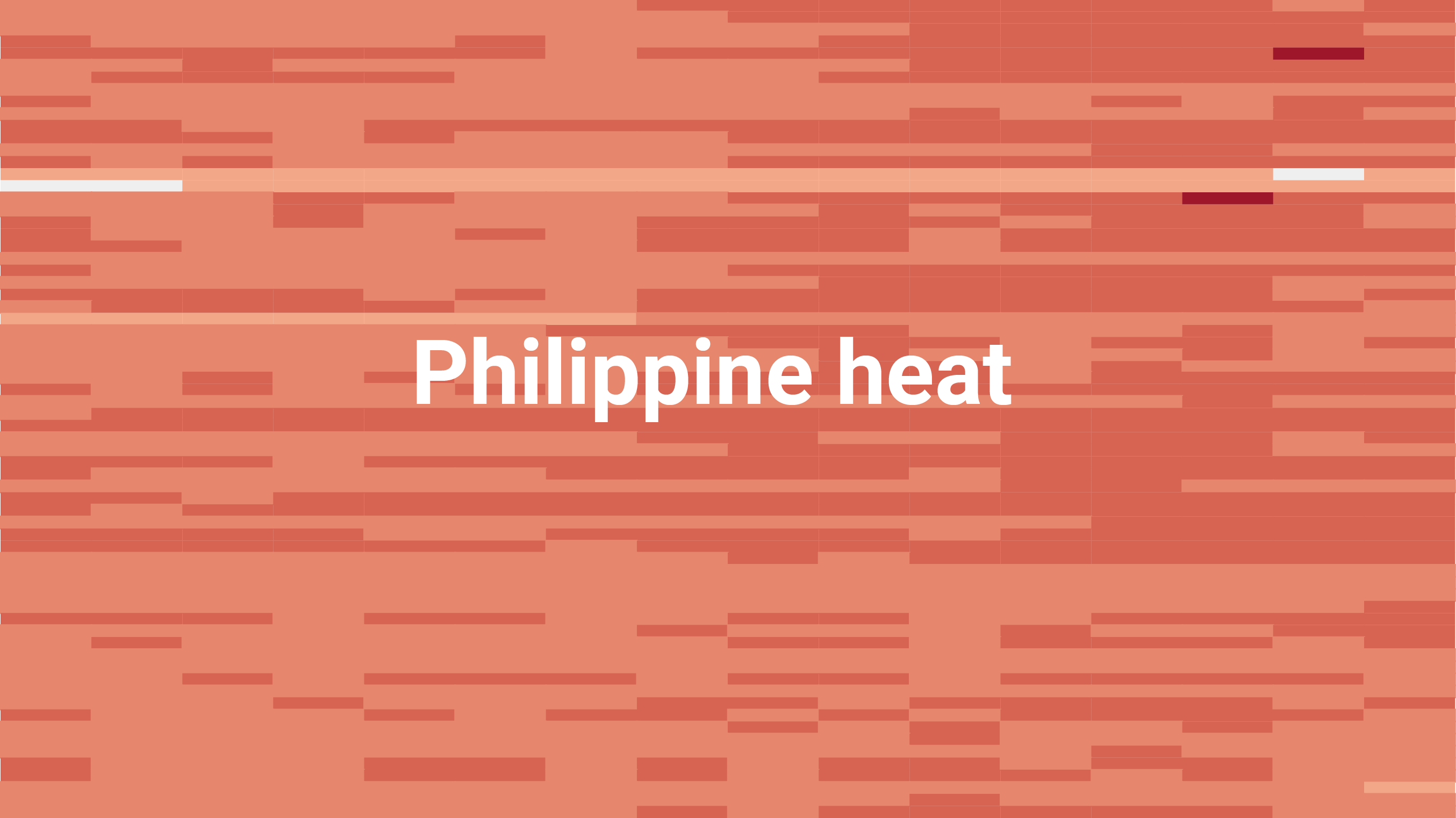 A title page cover that reads 'Philippine heat' in white text against a heat map.